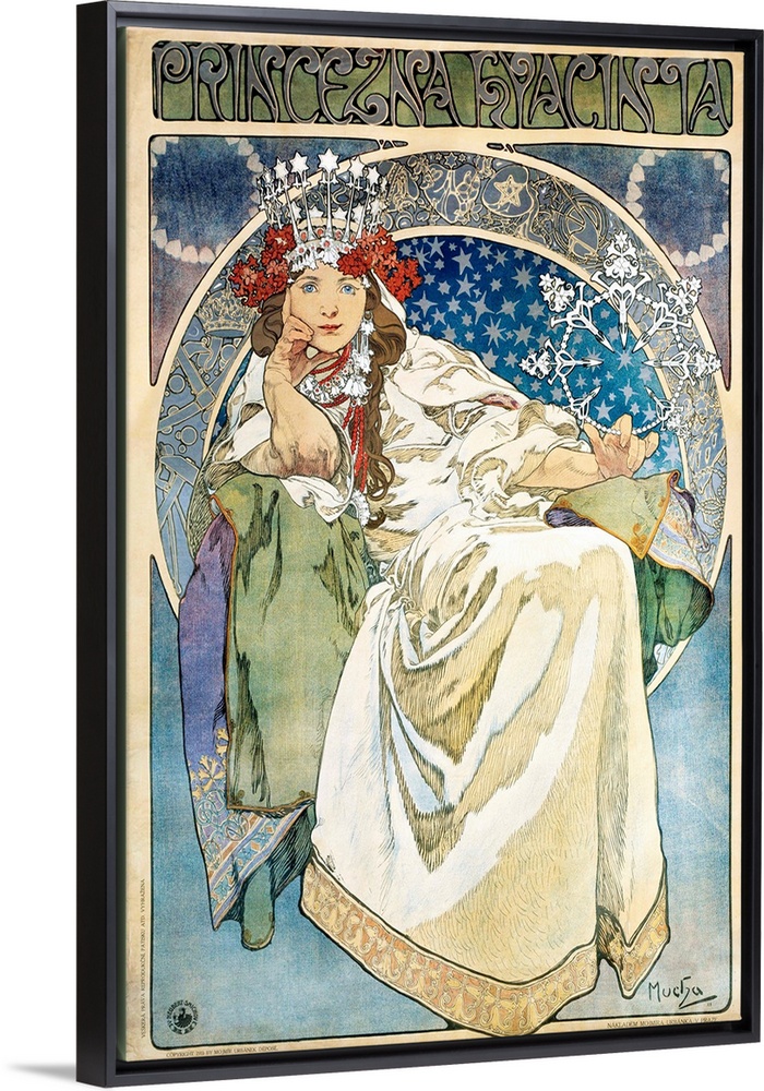 Poster of Alphonse Mucha (1860-1939) for the premiere performance of the Ballet La princesse Hyacinthe of Oskar Nedbal (18...