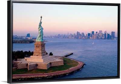 Statue of Liberty and skyline of New York City, USA