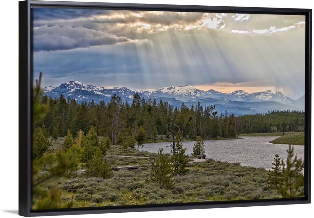 Sun rays filtering through clouds.