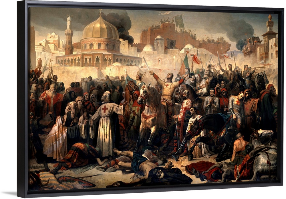 First Crusade: Taking of Jerusalem by the Crusaders, 15 July 1099. Godfrey of Bouillon ( or Godefroi - Godefroy de Bouillo...