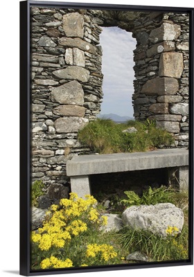 window frame in ruins of st. colman's abbey