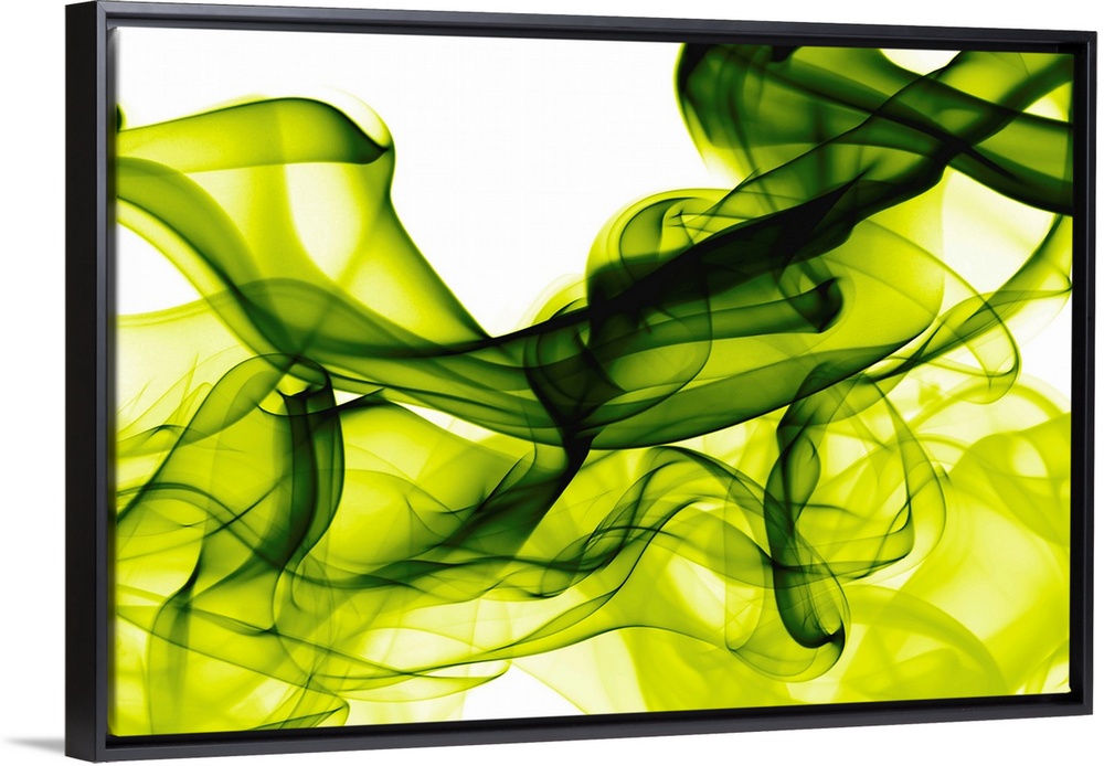 Abstract artwork of smoke trails curving around and intersecting with other smoke trails.