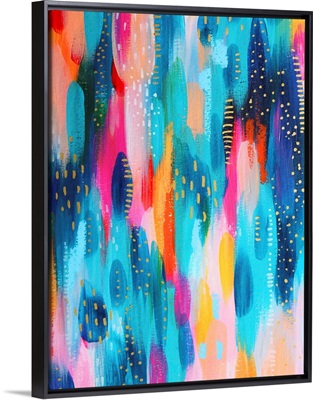 Bright Brush Strokes Teal And Light Pink