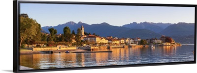 Baveno illuminated at sunrise, Lake Maggiore, Piedmont, Italy