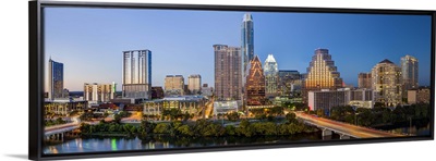 City skyline viewed across the Colorado river, Austin, Texas