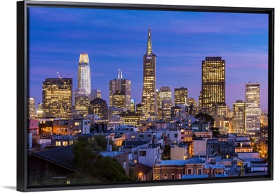 Downtown skyline at dusk, San Francisco, California