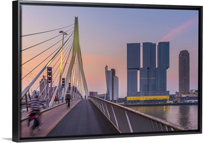 Erasmus Bridge and Wilhelminakade 137, De Rotterdam, The Rotterdam Building