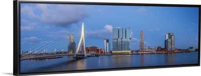 Erasmus Bridge and Wilhelminakade 137, De Rotterdam, The Rotterdam Building