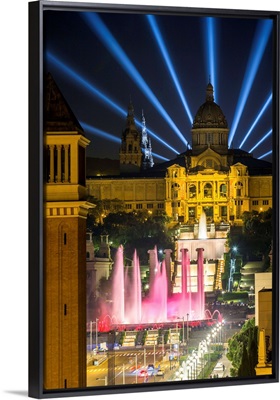 Fountains in front of the National Museum of Art, Barcelona, Catalunya, Spain