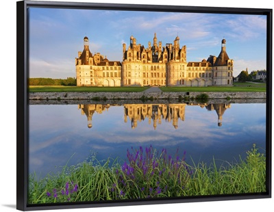 France, Loire valley, Chateau de Chambord, detail of towers