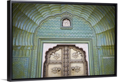 Green Gate in Pitam Niwas Chowk, City Palace, Jaipur, Rajasthan, India
