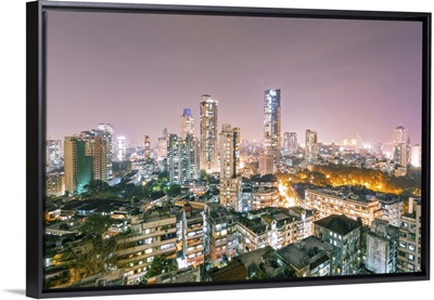 India, Maharashtra, Mumbai, view of the city of Mumbai city centre at night