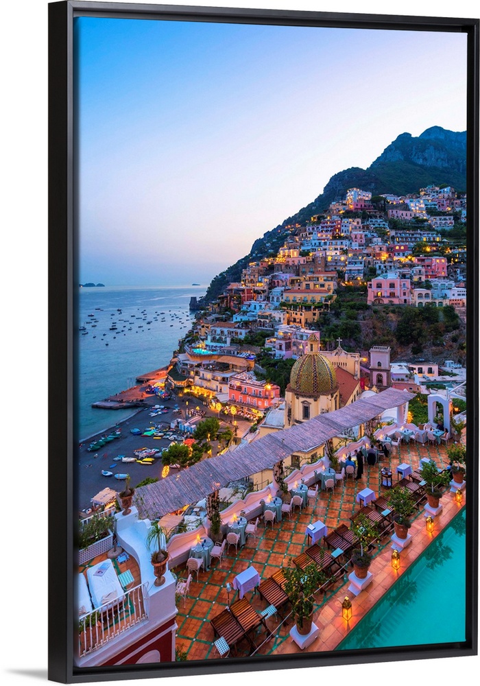 Positano, Amalfi Coast, Salerno Province, Campania, Italy-View Of The Positano Village During The Sunset.