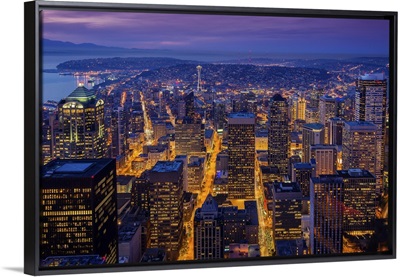 Night downtown skyline, Seattle, Washington