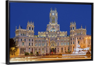 Night view of Cibeles Palace, Plaza de Cibeles, Madrid, Comunidad de Madrid, Spain