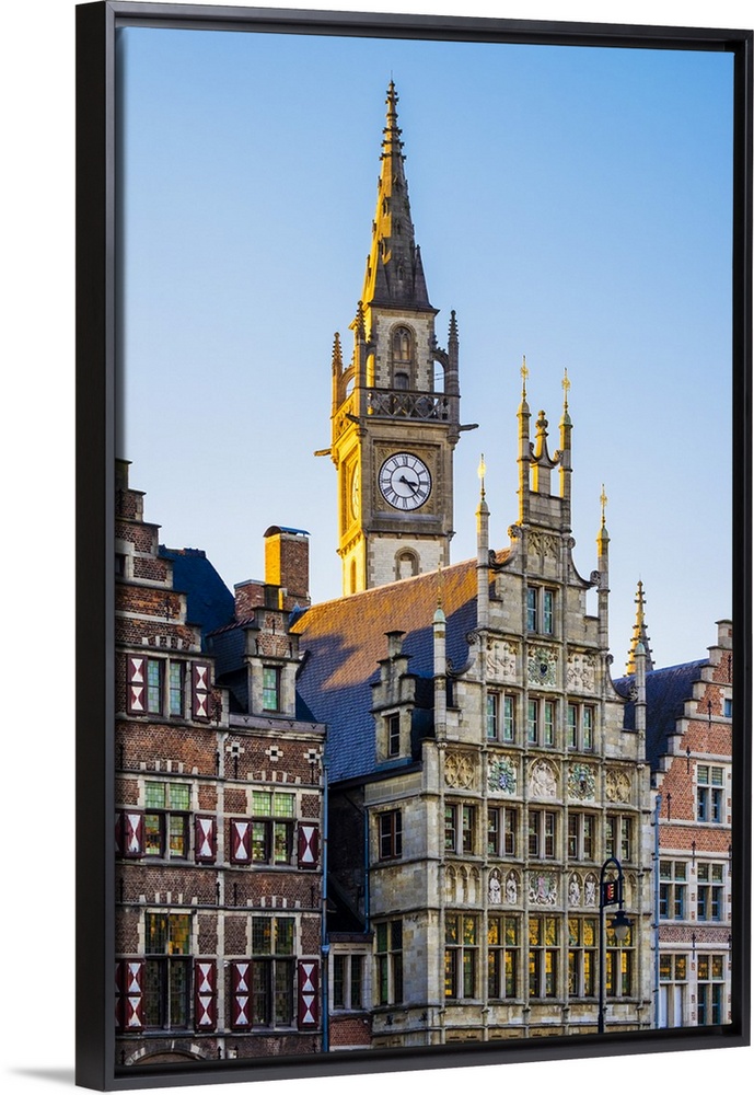 Old Post Office clock tower and medieval guild houses on Graslei, Belgium,  Flanders Wall Art, Canvas Prints, Framed Prints, Wall Peels | Great Big  Canvas