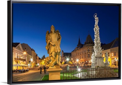 Plague Column at dusk, Kosice, Kosice Region, Slovakia