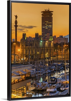 Port Vell at sunset, Barcelona, Catalonia, Spain