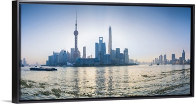 Pudong skyline across the Huangpu river, The Bund, Shanghai, China