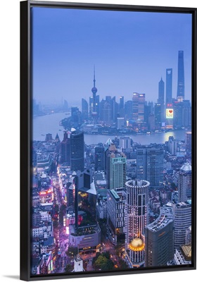 Pudong skyline and East Nanjing Road, Shanghai, China