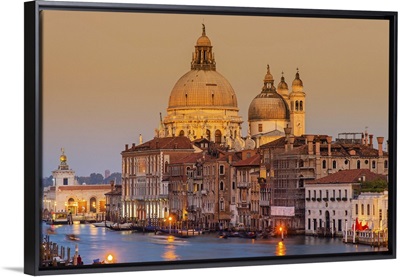 Santa Maria della Salute church and Grand Canal at sunset, Venice, Veneto, Italy