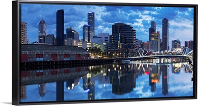 South Wharf skyline at dawn, Melbourne, Victoria, Australia