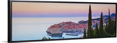 Stari Grad illuminated at sunrise, Dubrovnik, Dalmatia, Croatia