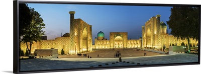 The Registan square and its three madrasahs.