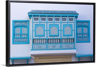 Tunisia, Kairouan, Madina, Decorative Blue Window, Decorative