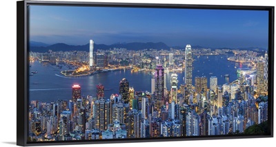 View of Kowloon and Hong Kong Island from Victoria Peak at dusk, Hong Kong