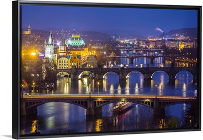 View of the Vltava River and Prague, Czech Republic