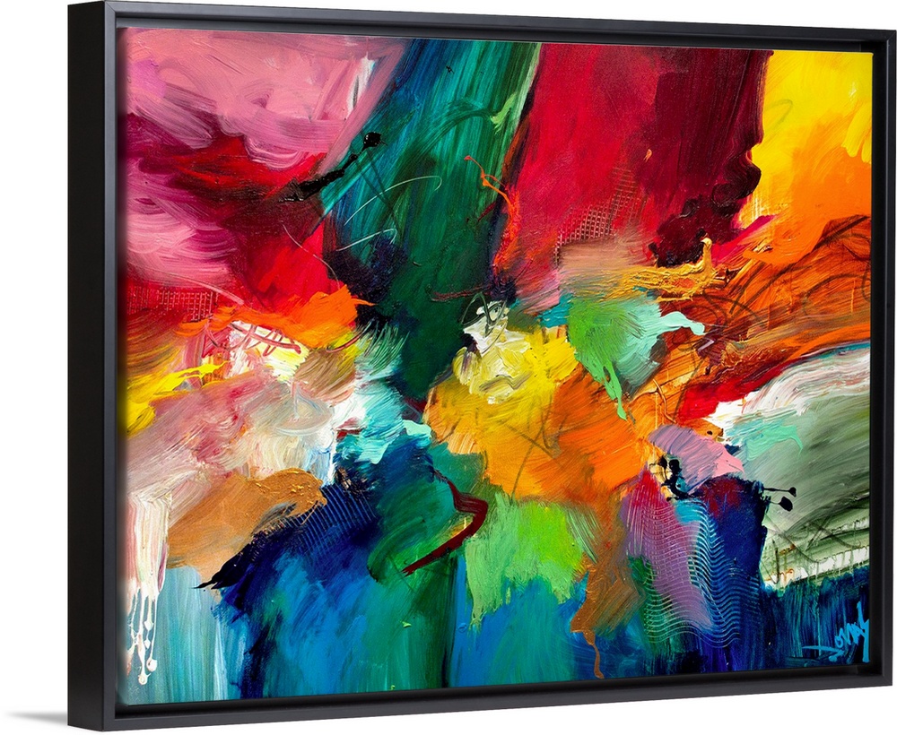 Decorative accents for the home or office this abstract painting is made densely pack swathes of color on horizontal shape...