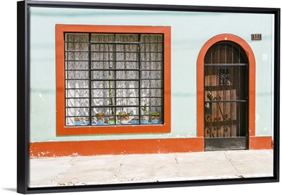 Arched Doorway and Window with Orange Trim, Lima, Peru