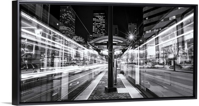 Denver's Light Rail at Night, Denver, Colorado