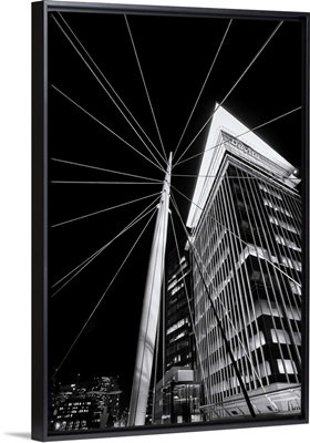 Denver's Millenium Bridge Lit Up at Night, Denver, Colorado