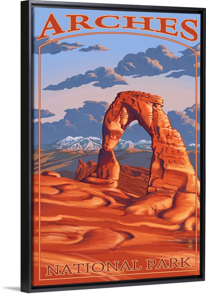 Arches National Park, Utah - Delicate Arch: Retro Travel Poster