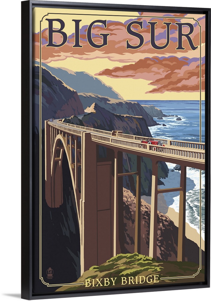 Bixby Bridge - California Coast: Retro Travel Poster