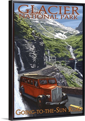 Glacier National Park - Going-To-The-Sun Road: Retro Travel Poster