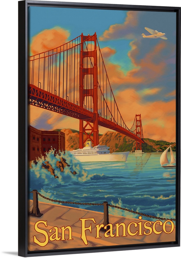 Golden Gate San Francisco: Retro Travel Poster