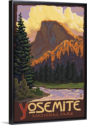 Half Dome Yosemite: Retro Travel Poster