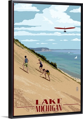 Michigan - Dunes: Retro Travel Poster