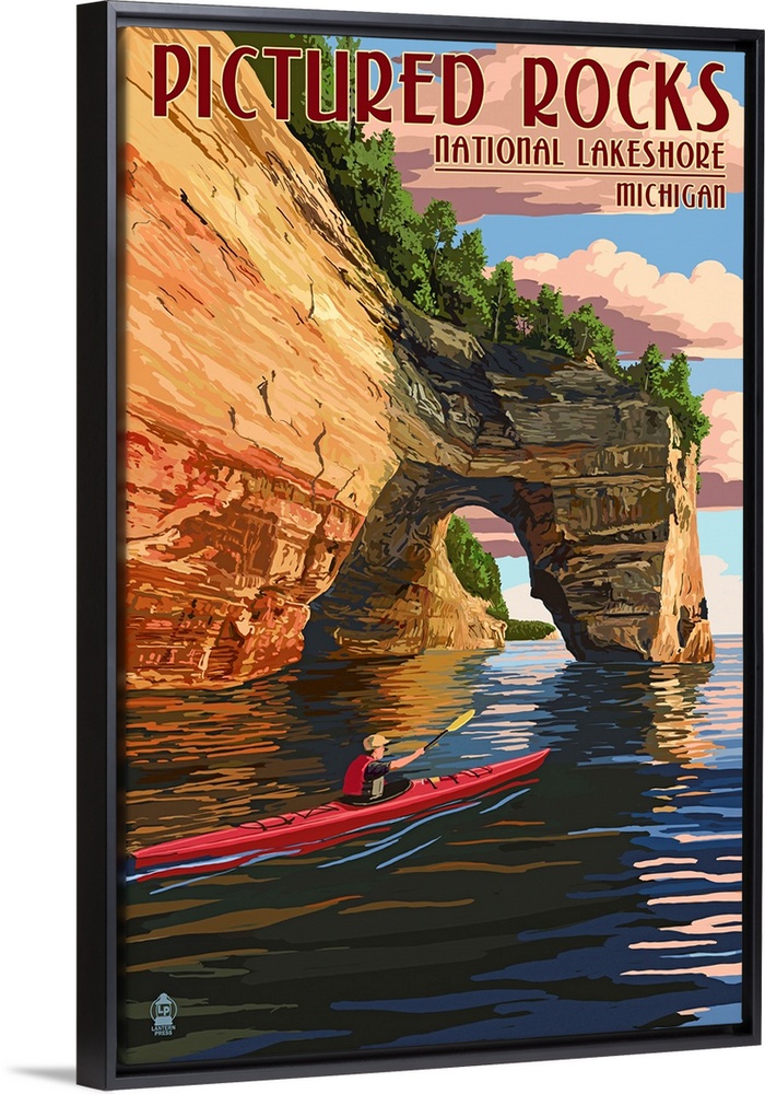 Pictured Rocks National Lakeshore, Michigan: Retro Travel Poster