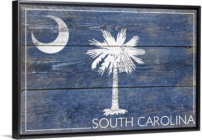 South Carolina State Flag on Wood