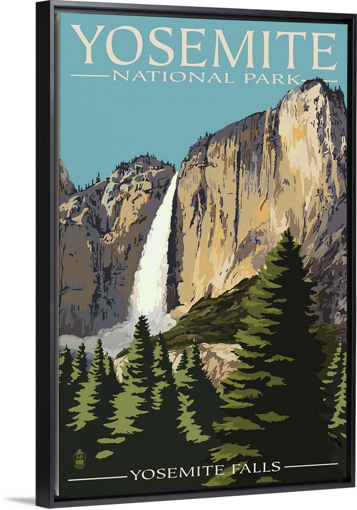 Yosemite Falls - Yosemite National Park, California: Retro Travel Poster