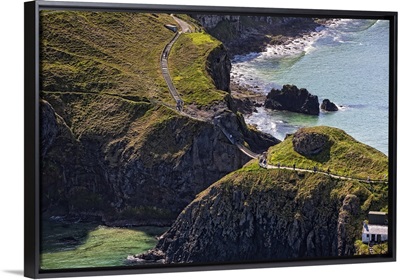 Carrick-a-rede Rope Bridge, Bushmills, Northern Ireland - Aerial Photograph