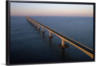 Confederation Bridge At Sunset, New Brunswick, Canada - Aerial Photograph