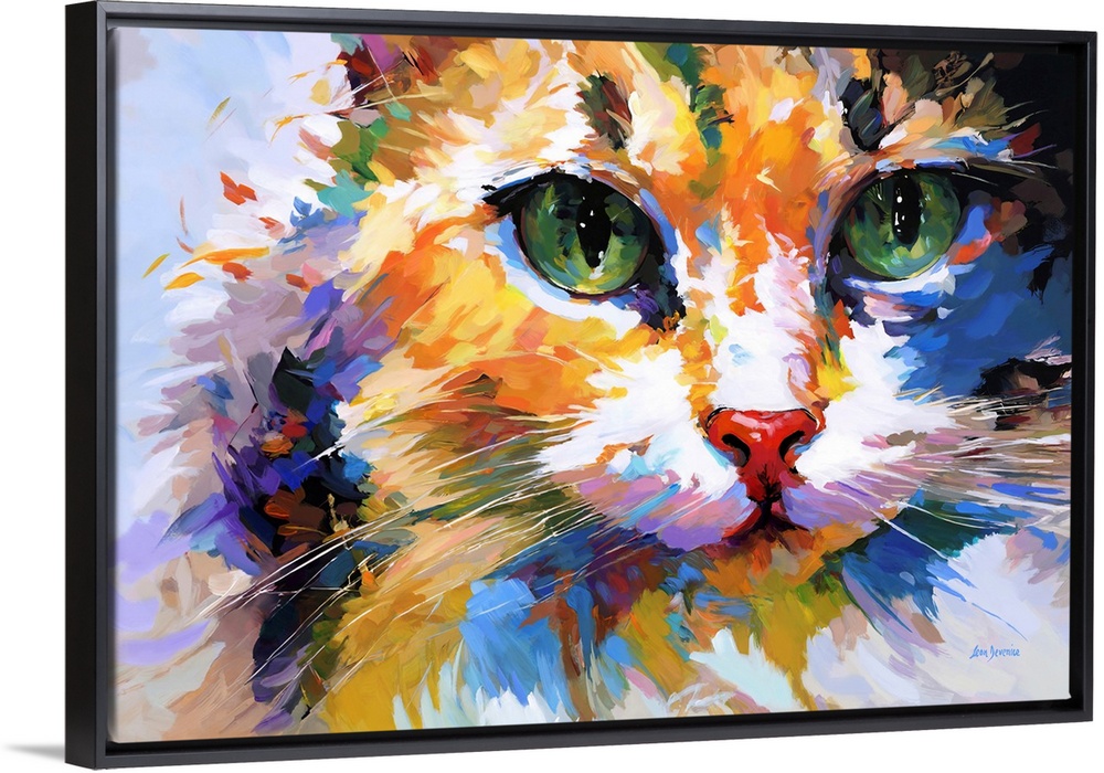 Contemporary abstract portrait of a colorful cat.