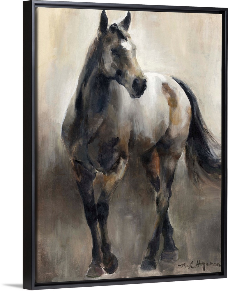 Contemporary painting of a horse in shades of brown.