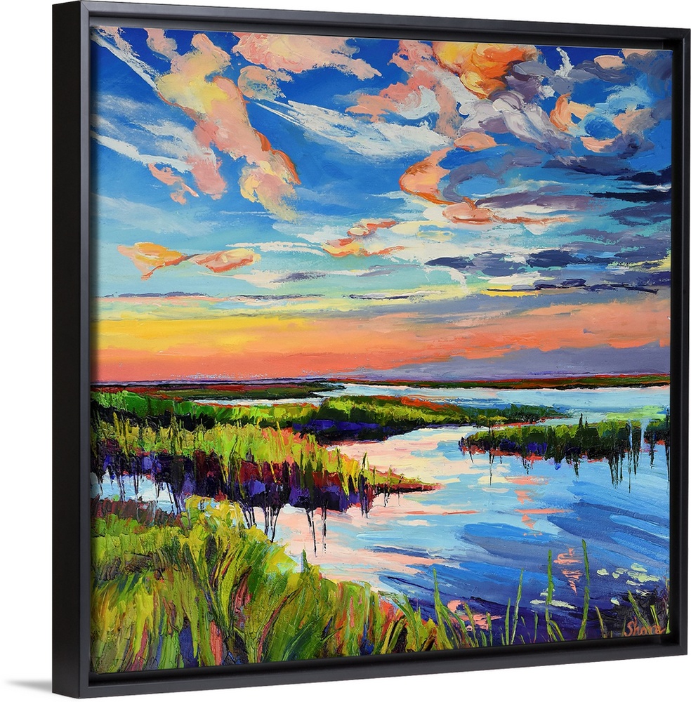 Sunrise in marsh in Cape Cod.