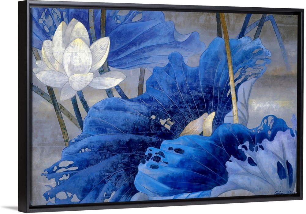 Wall docor painting of flowers in a field on a grungy background.